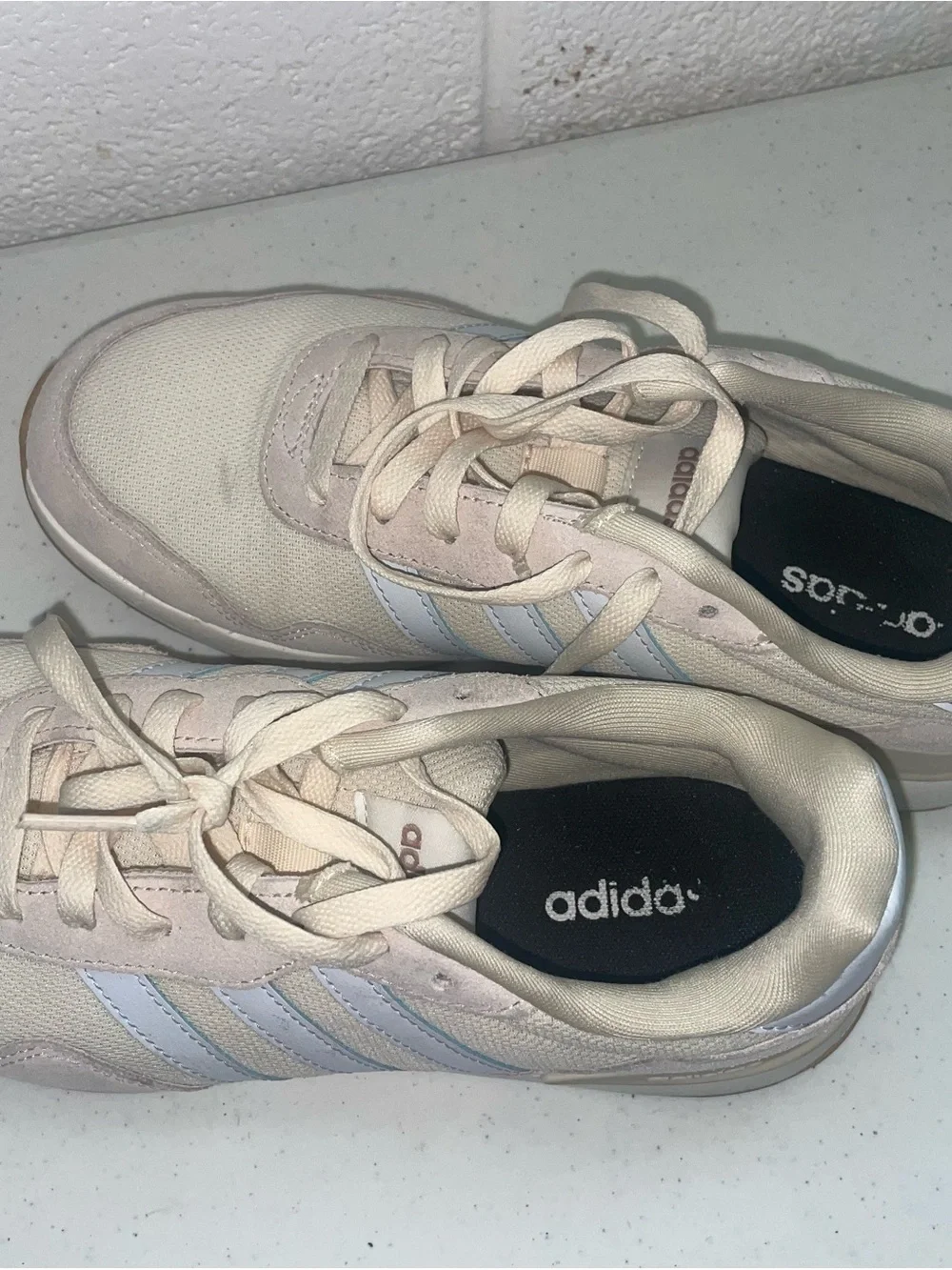 adidas Neutral Beige and White Retro Runners